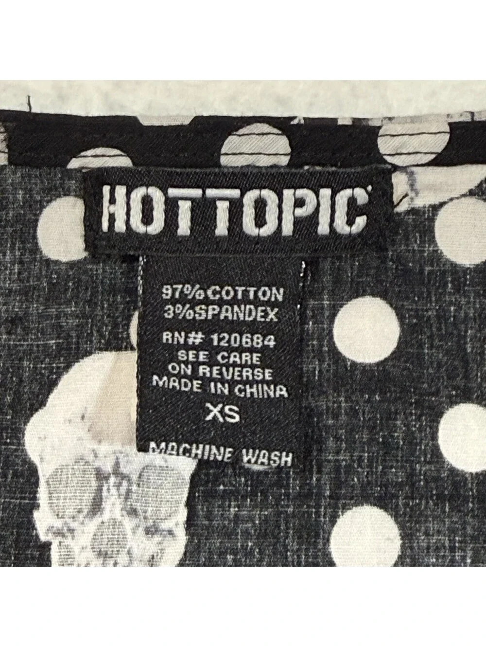 Hot Topic Skulls Roses Polka Dot Pleated Mini Skirt Black XS Rockabilly Goth